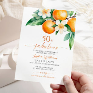 Orange Floral 50 e Fabuloso Convite de Aniversário