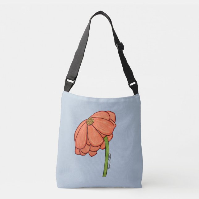 Orange Flower with Blue background Tote (Frente)
