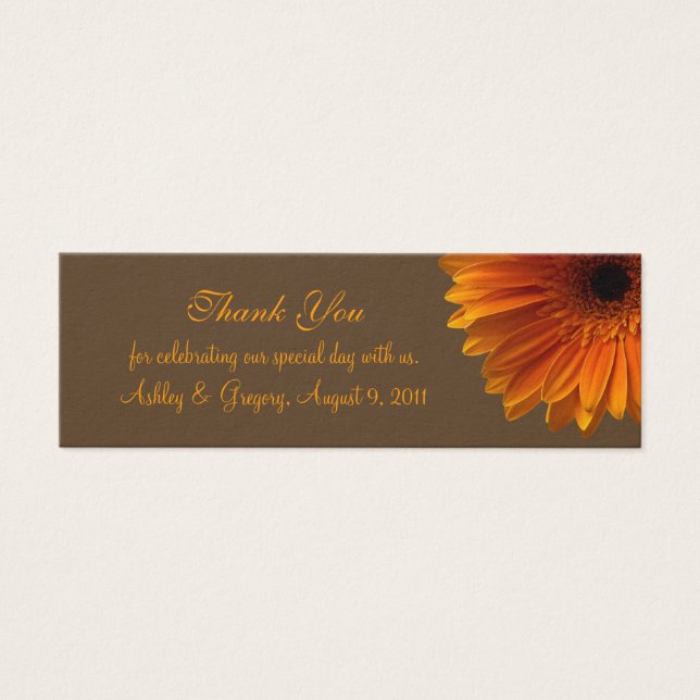 Orange Gerbera Daisy Wedding Tag Favor (Frente)