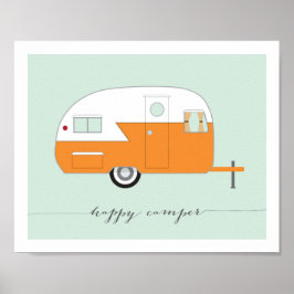 Orange Happy Camper art impressão 8 x 10