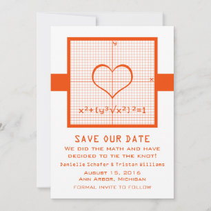 Orange Heart Math Graph Salvar o Convite de Data