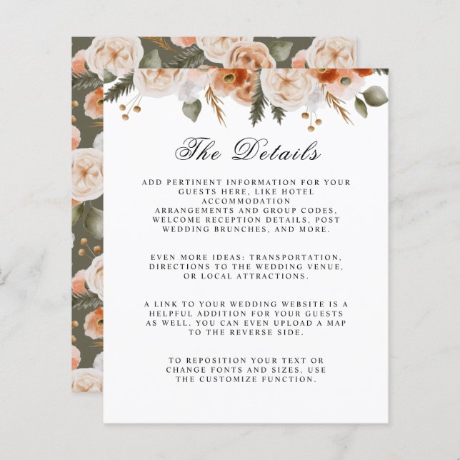 Orange Ivory Moss Orçamento Floral detalhes do cas (Frente/Verso)