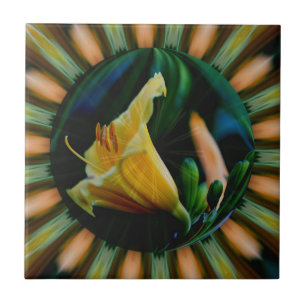 Orange Lily Floral Abstrato Azulejo Art