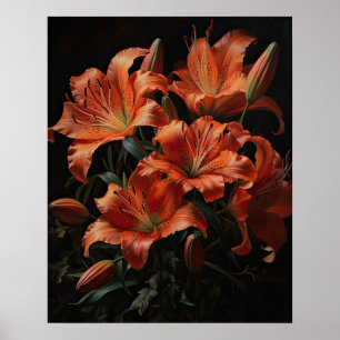 Orange Lily Flowers Art Impressão