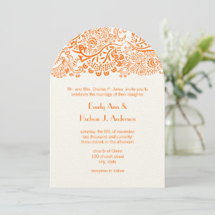Orange Love Birds Convite Para Casamento