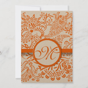 Orange Love Birds Convite Para Casamento