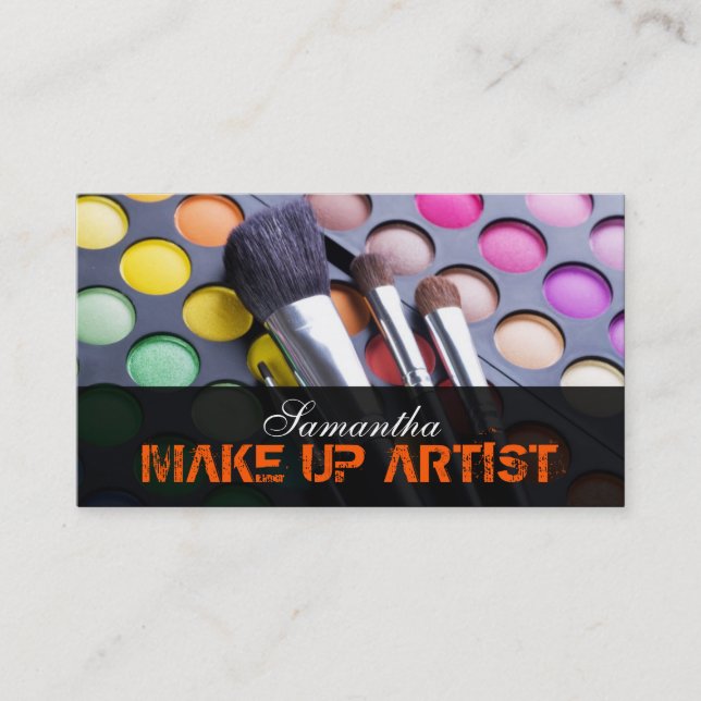 Orange Make Up Artist Palette Brush Cartão de visi (Frente)