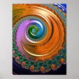 Orange Mandelbrot Swirl Poster