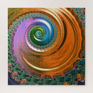 Orange Mandelbrot Swirl Quebra-cabeça
