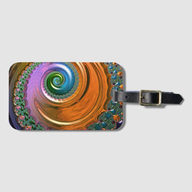 Orange Mandelbrot Swirls - Etiqueta de Bagagem (Frente Horizontal)