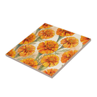 Orange marigold flowers pattern