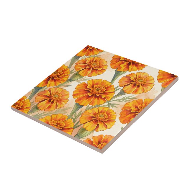 Orange marigold flowers pattern (Lateral)