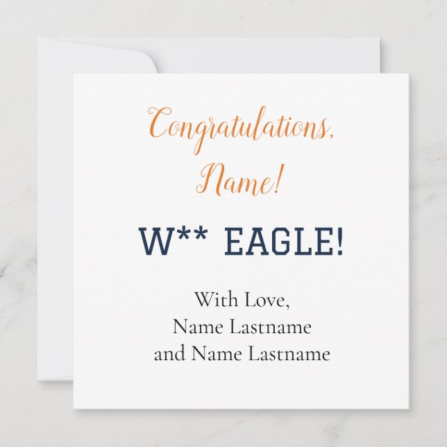 ORANGE, MARINHO Auburn, Cartão Presente Personaliz (Frente)