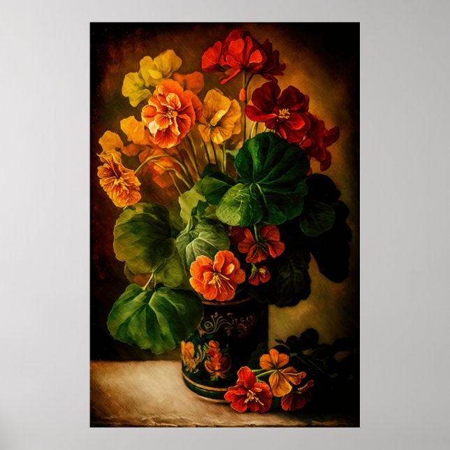 Orange Nasturtium Art Poster - Baixável (Frente)
