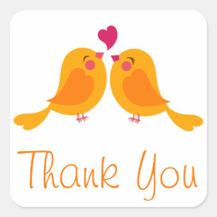 Orange Obrigado Lovebird Casamento Adesivos / Selo