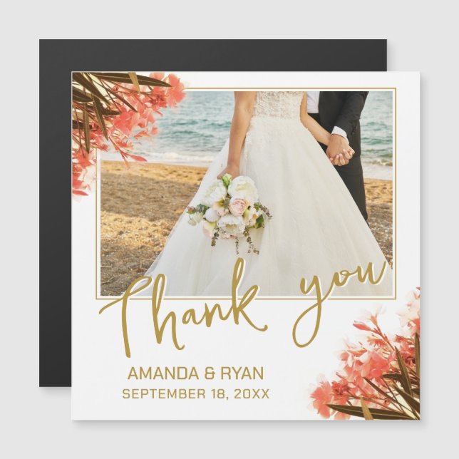 Orange Oleander Flowers Foto de agradecimento Casa (Frente/Verso)