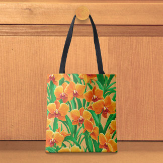 Orange Orchids Tote Bag