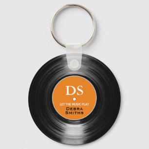 Orange Personated Music Vinyl Record Chaveiro