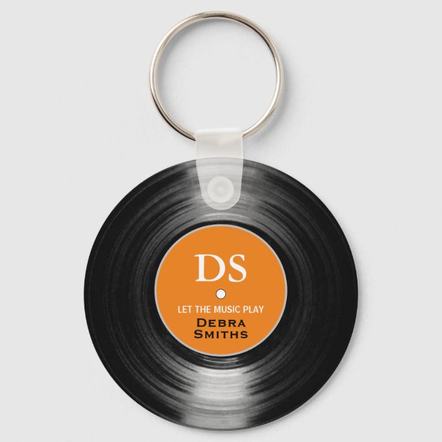 Orange Personated Music Vinyl Record Chaveiro (Frente)