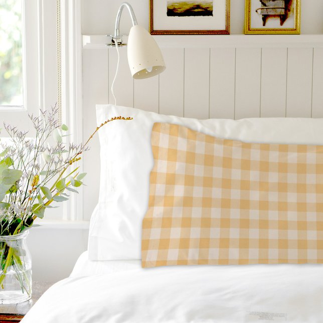 Orange Plaid Pattern Pair Of Pillowcases (Criador carregado)