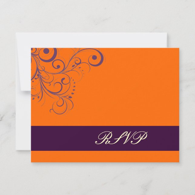 Orange + Plum Swirls/RSVPs exigem convites 5x7 (Frente)