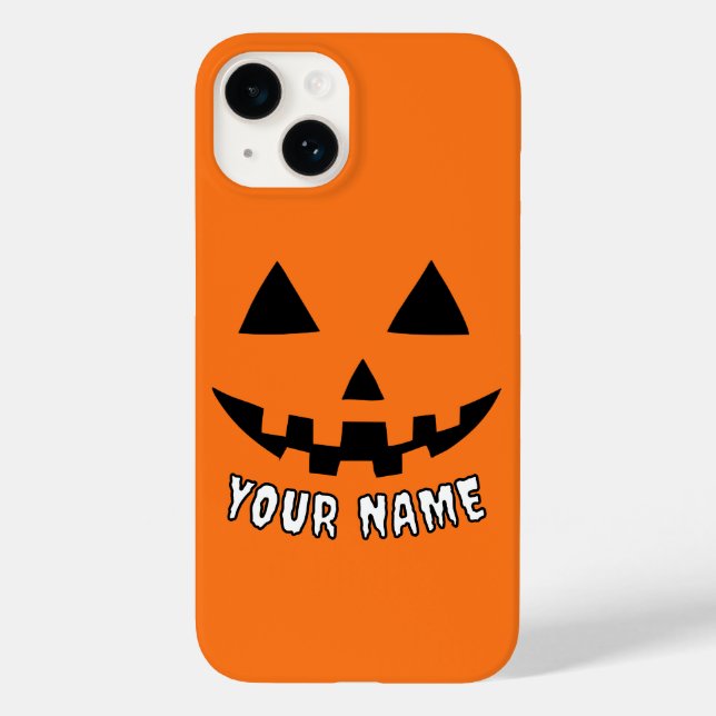 Orange Pumpkin Personalizado Halloween Seu Nome (Verso)