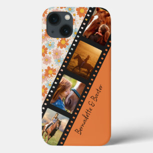 Orange Retro Daisy 4 Photo Horse Collage Name