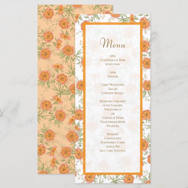Orange Rose Wedding Menus (Frente/Verso)