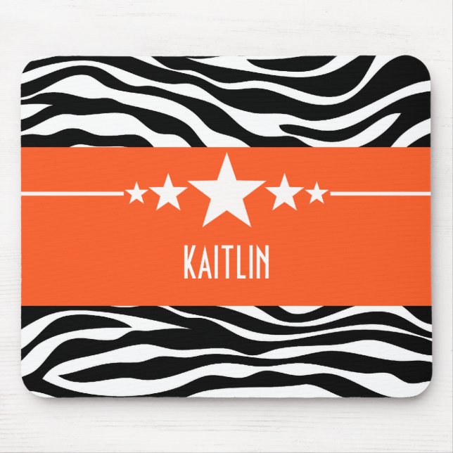 Orange Sassy Star Zebra Mousepad (Frente)