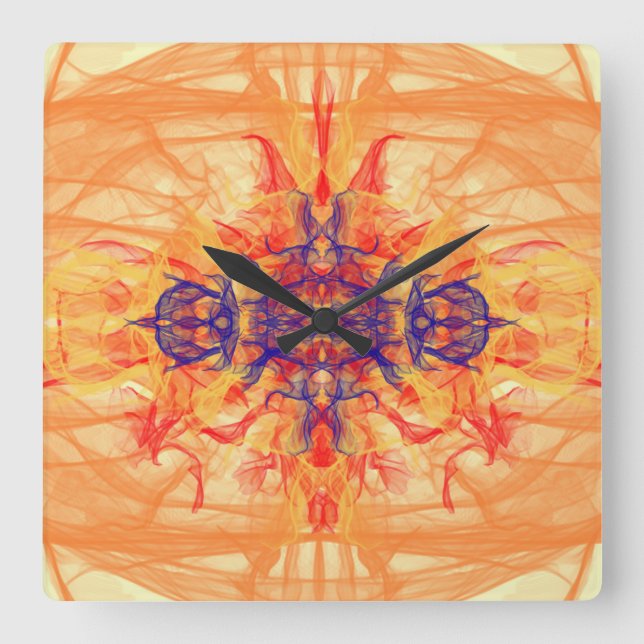 ORANGE SMOKE - Arte Fractal - Relógio de Parede Qu (Frente)