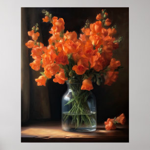 Orange Snapdragon Flowers Art Impressão Poster