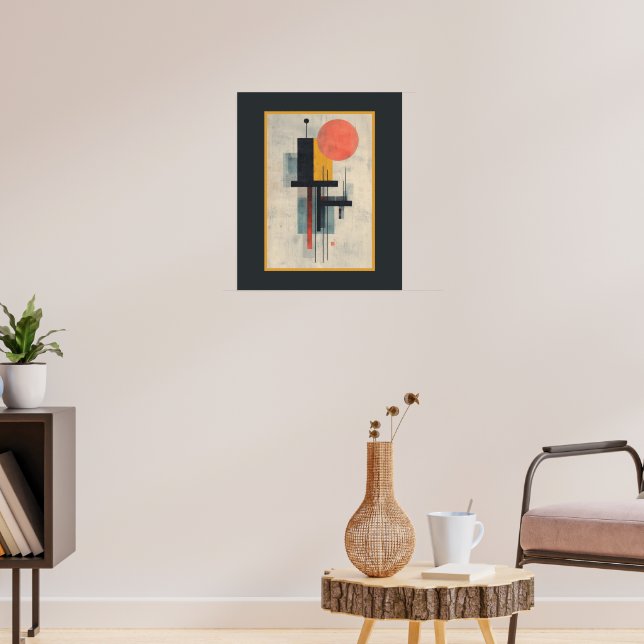 Orange Sun Modern Mid Century Art Poster  (Sala de Estar 3)