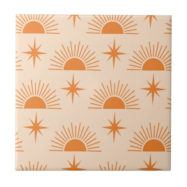 Orange Sunshine with Mid Century Starbursts  (Frente)
