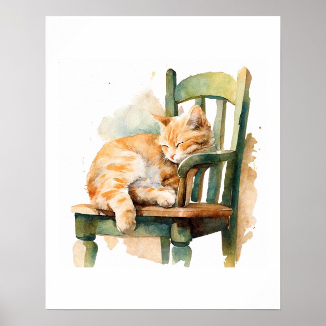Orange Tabby Cat Art Impressão Poster (Frente)