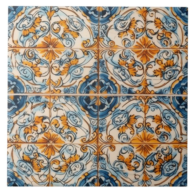 Orange Teal Português Azulejos para a Beleza do Et (Frente)