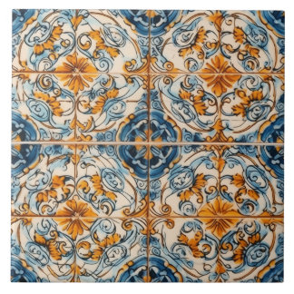 Orange Teal Português Azulejos para a Beleza do Et