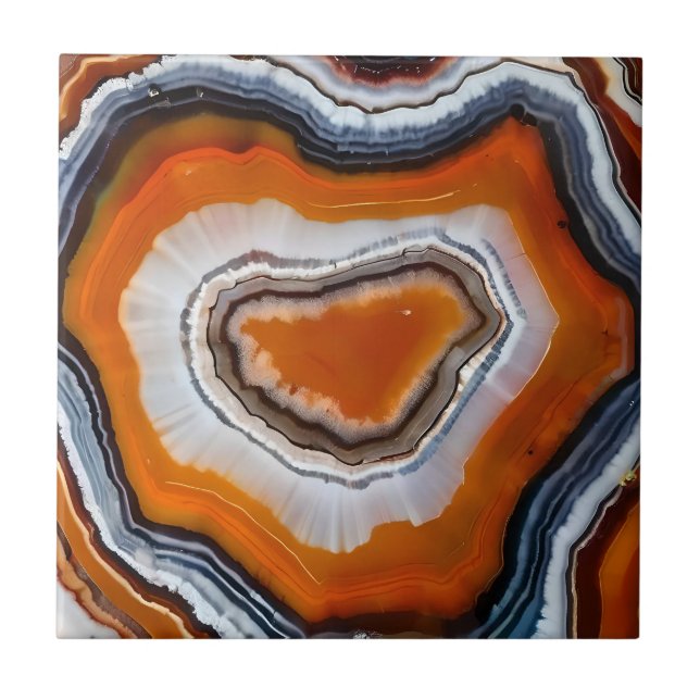 Orange Terracotta Black Cinza White Agate Geode (Frente)