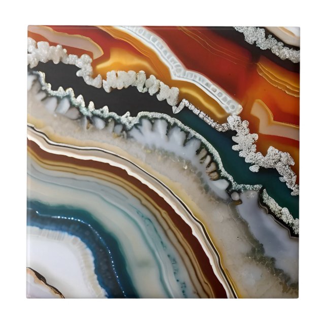 Orange Terracotta White Black Agate Geode (Frente)