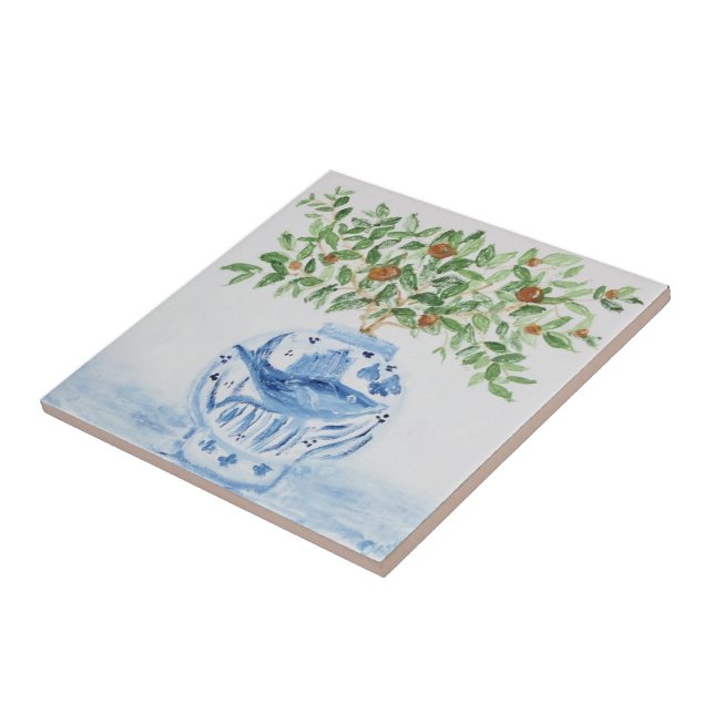 Orange Tree Topiary Ginger Jars Jar Art (Lateral)