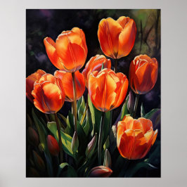Orange Tulip Flowers Art Impressão