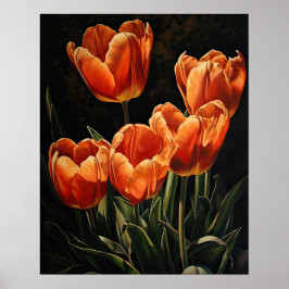 Orange Tulip Flowers Art Impressão