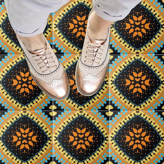 Orange Turquoise Black Ethnic Oriental Boho (Criador carregado)