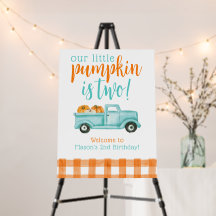 Orange & turquoise Pumpkin Harvest Truck Bem-vindo