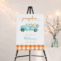 Orange & turquoise Pumpkin Harvest Truck Bem-vindo