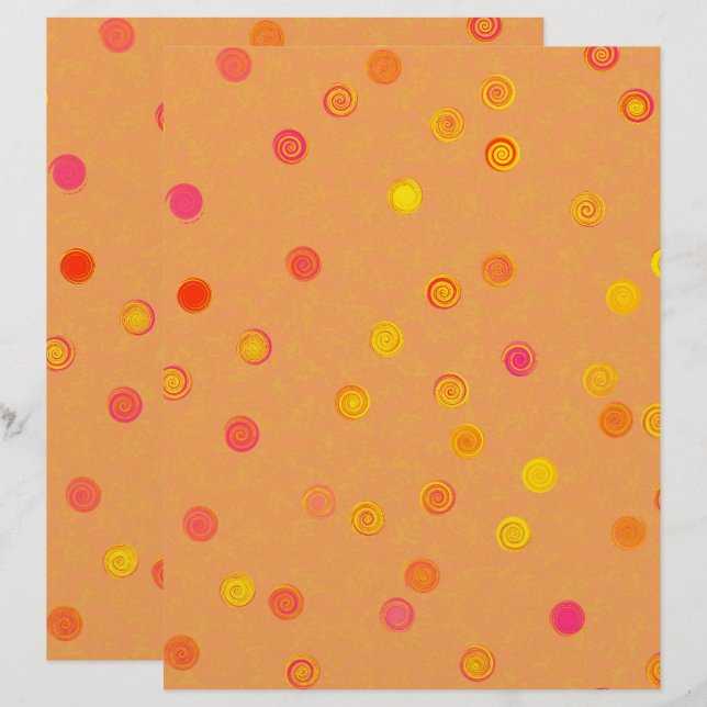 Orange Twisty Polka Dot Spiral 2-Sided Scrap Paper (Frente/Verso)