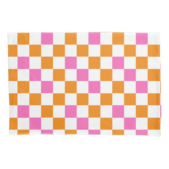 Orange White Pink Checkered Pattern Design  (Frente)
