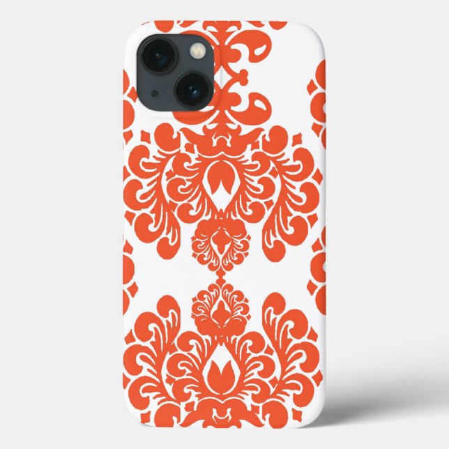 Orange White Vintage Damask Pattern (Verso)
