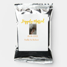 Orange yellow retro photo happily married couple