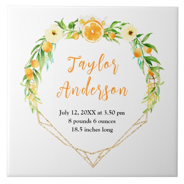 Oranges and Foliage Baby Birth Stats (Frente)