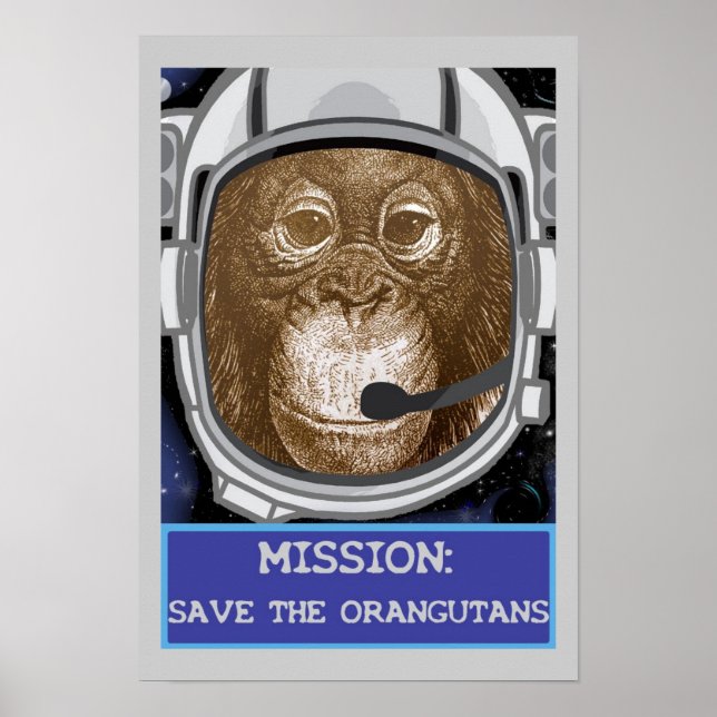 Orangutan Astronauta Mission Poster (Frente)